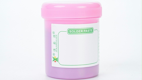 Red bottle lead-free solder paste with white label